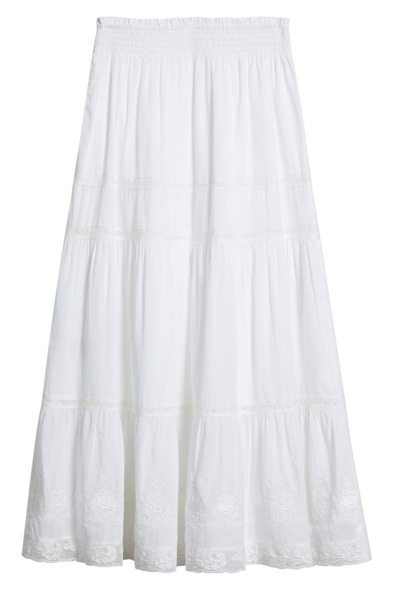 Kids' Sampaio Lace Trim Tiered Maxi Skirt, Main, color, WHITE