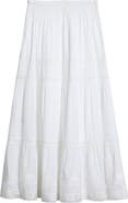LoveShackFancy Kids' Sampaio Lace Trim Tiered Maxi Skirt