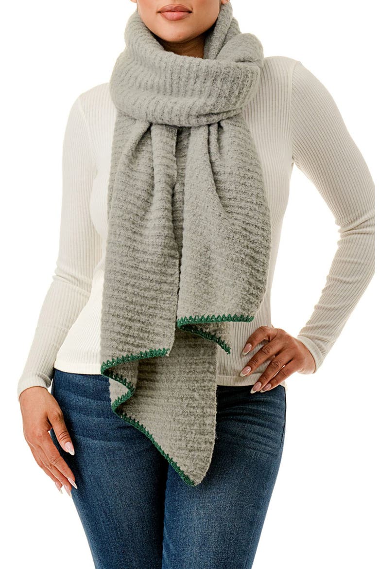 Whipstitch Textured Scarf, Main, color, GREY