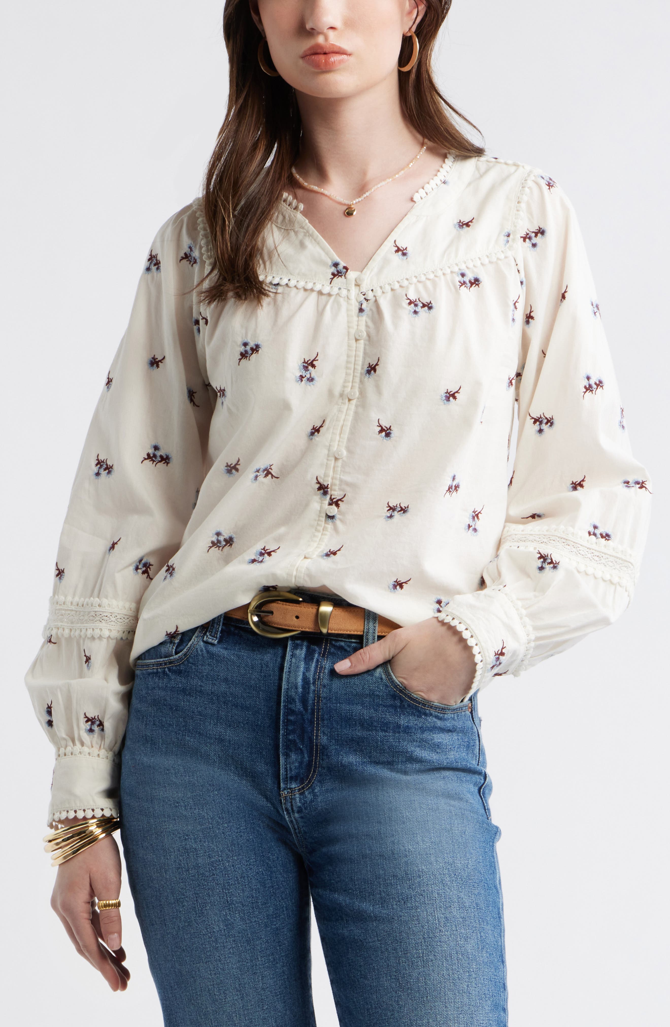 selected IVORY- PURPLE TOSSED EMBROIDER