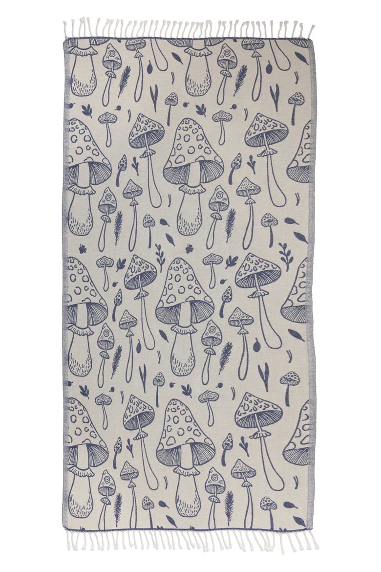 Mushroom Sand Resistant Organic Turkish Towel, Alternate, color, Navy