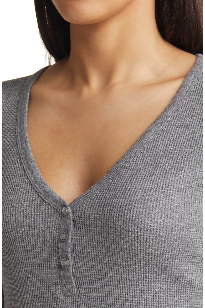 Waffle Knit Henley Top, Alternate, color, HEATHER GREY