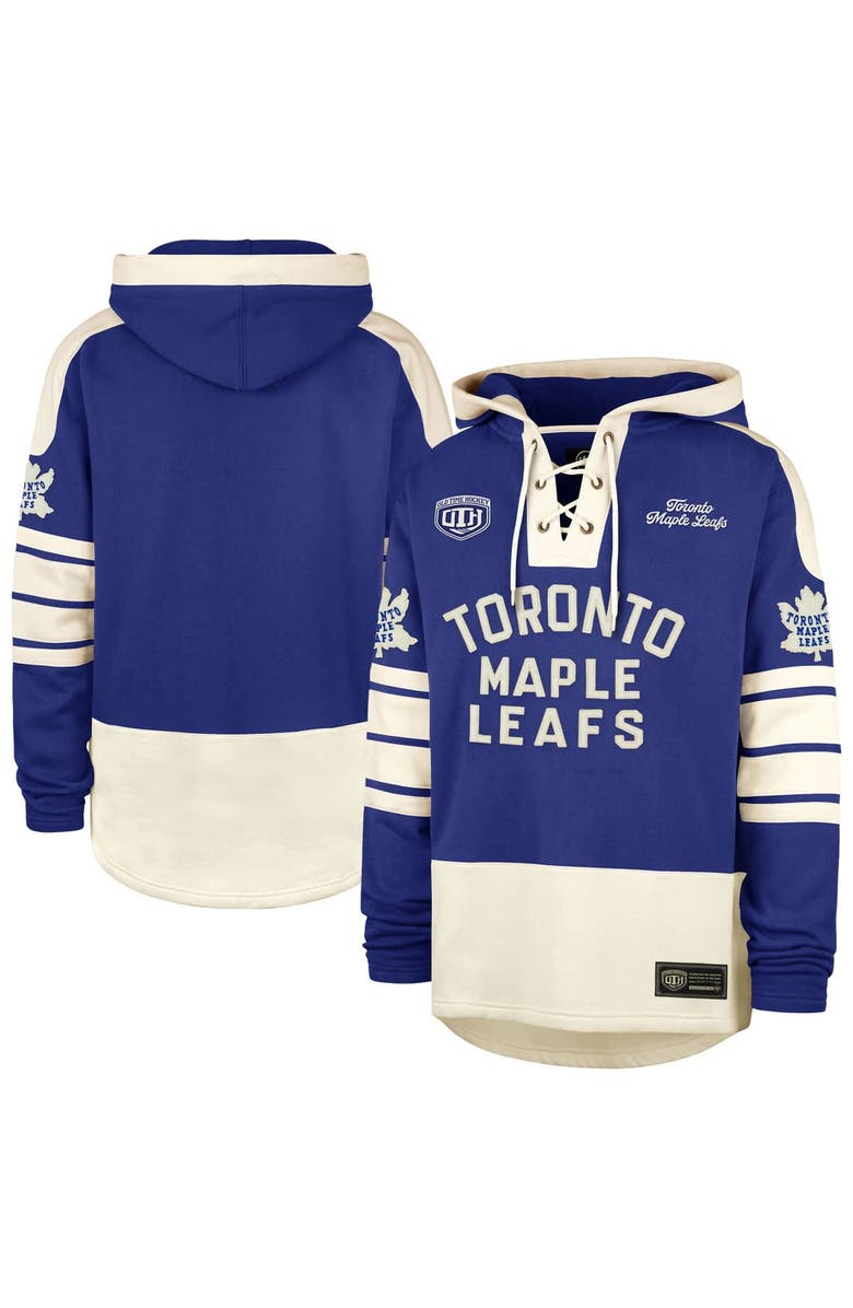 '47 Men's '47  Blue Toronto Maple Leafs Blue Line Heritage Lacer Pullover Hoodie, Alternate, color, 