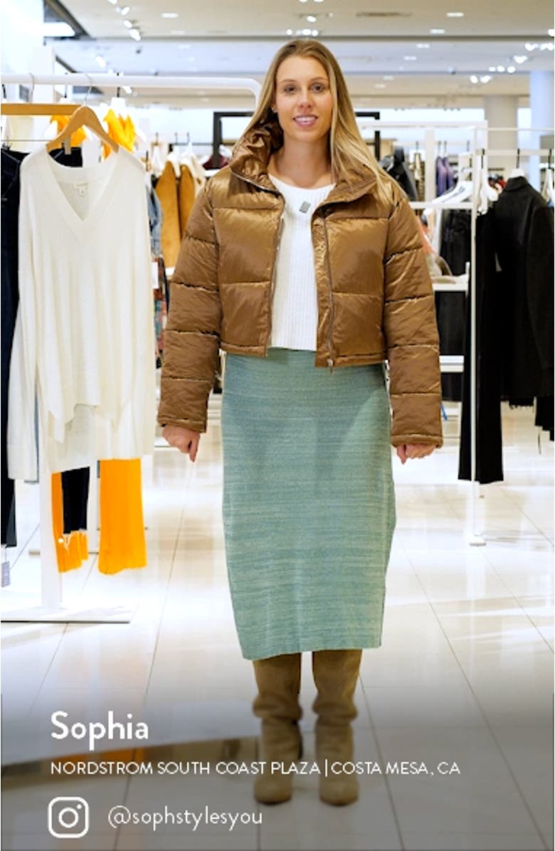 Quilted Satin Crop Puffer Jacket, sales video thumbnail