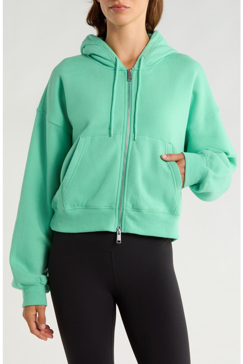 Luxe Fleece Full Zip Hoodie, Alternate, color, JADE POOL