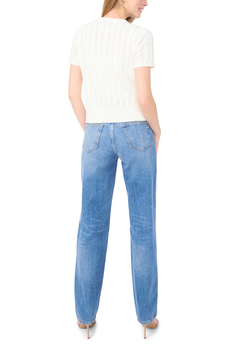 Ted Baker Short Sleeve Pointelle Knit Sweater, Alternate, color, New Ivory