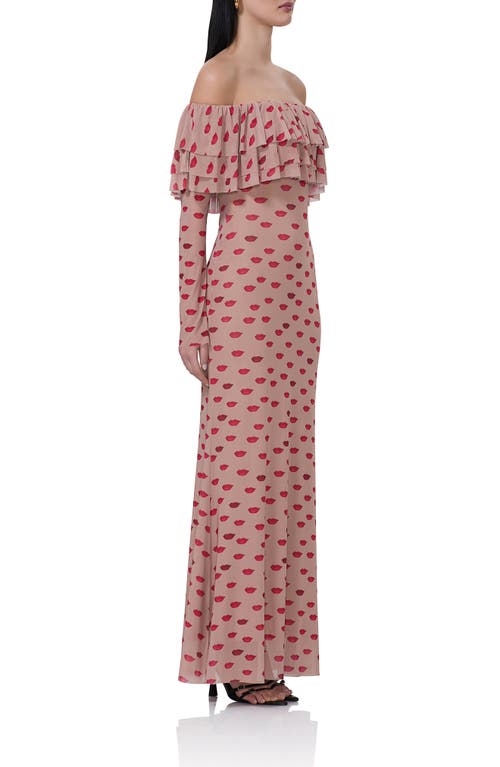 AFRM AFRM DAHLIA RUFFLE OFF THE SHOULDER LONG SLEEVE MAXI DRESS