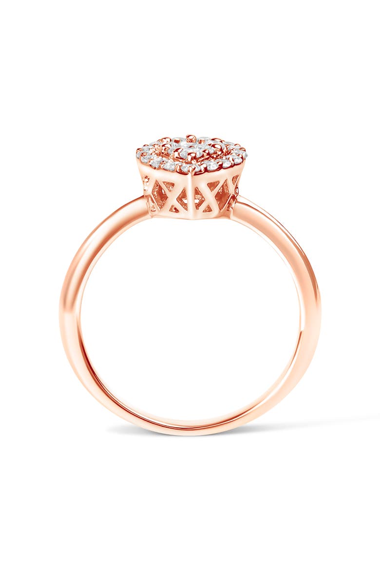 10K Rose Gold 3/8 Cttw Round-Cut Diamond Pear Halo Promise Ring, Alternate, color, Rose Gold