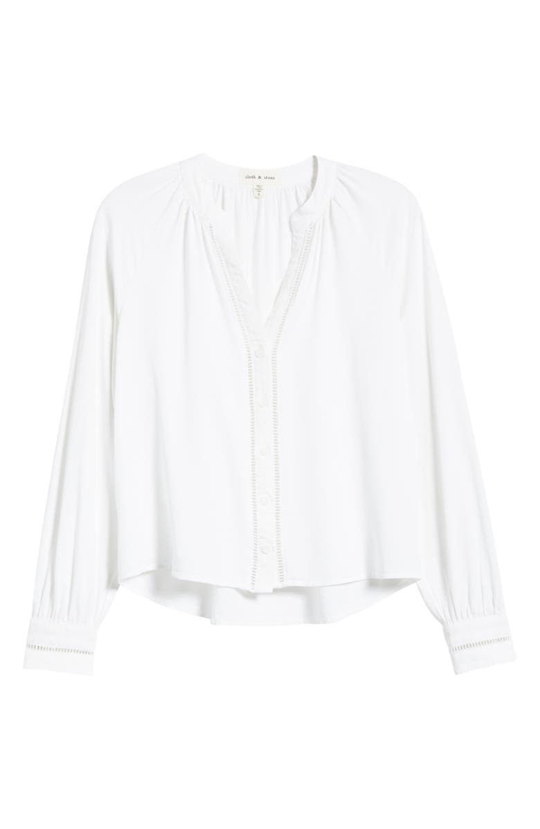 Cloth & Stone Shirred Button-Up Shirt, Alternate, color, White