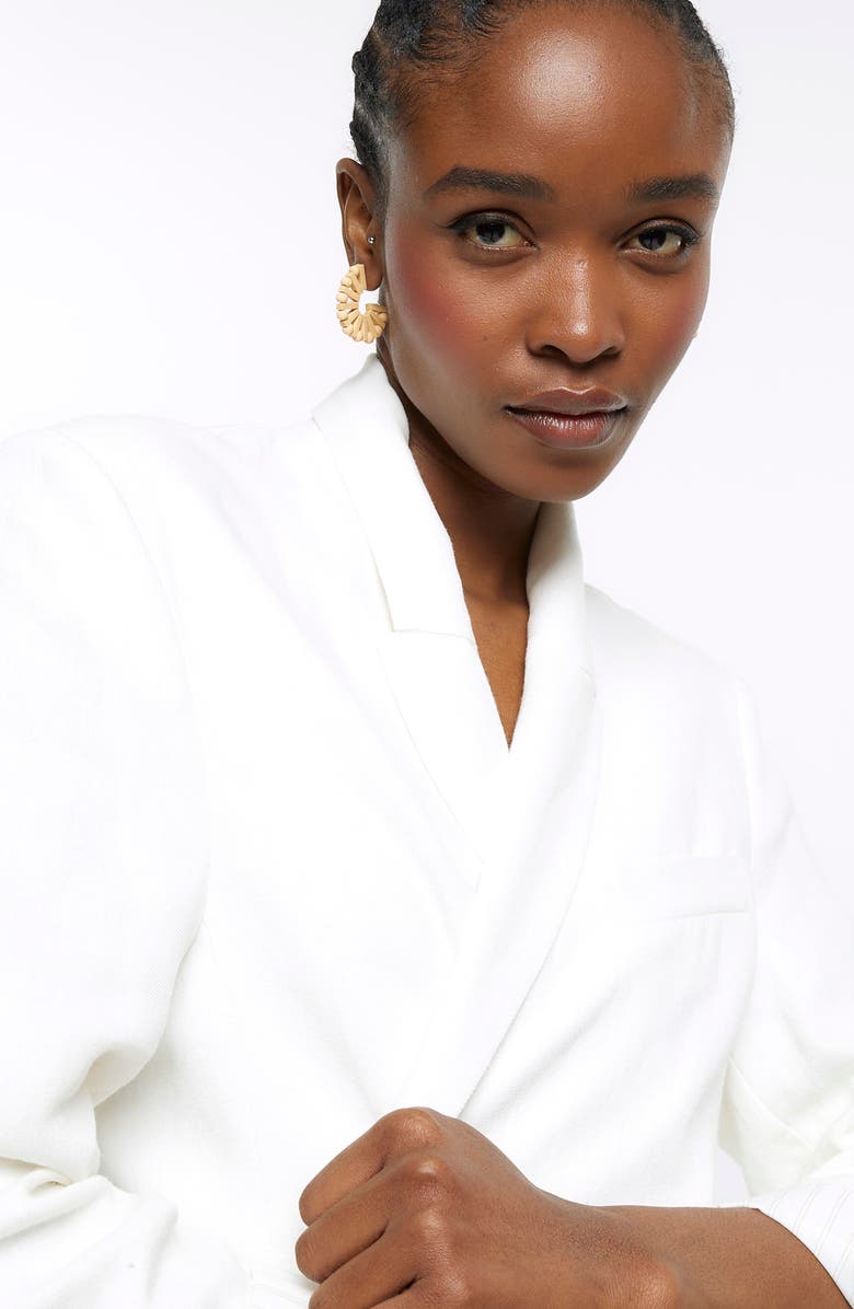 River Island Roll Cuff Linen Blend Blazer, Alternate, color, 