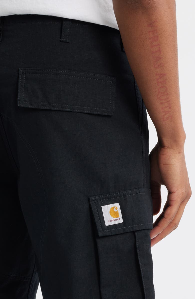 Carhartt Work In Progress Cotton Ripstop Cargo Shorts, Alternate, color, Black (Rinsed)