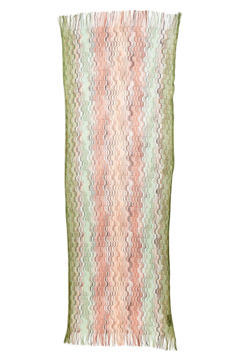 Zigzag Scarf, Alternate, color, GREEN/ PEACH