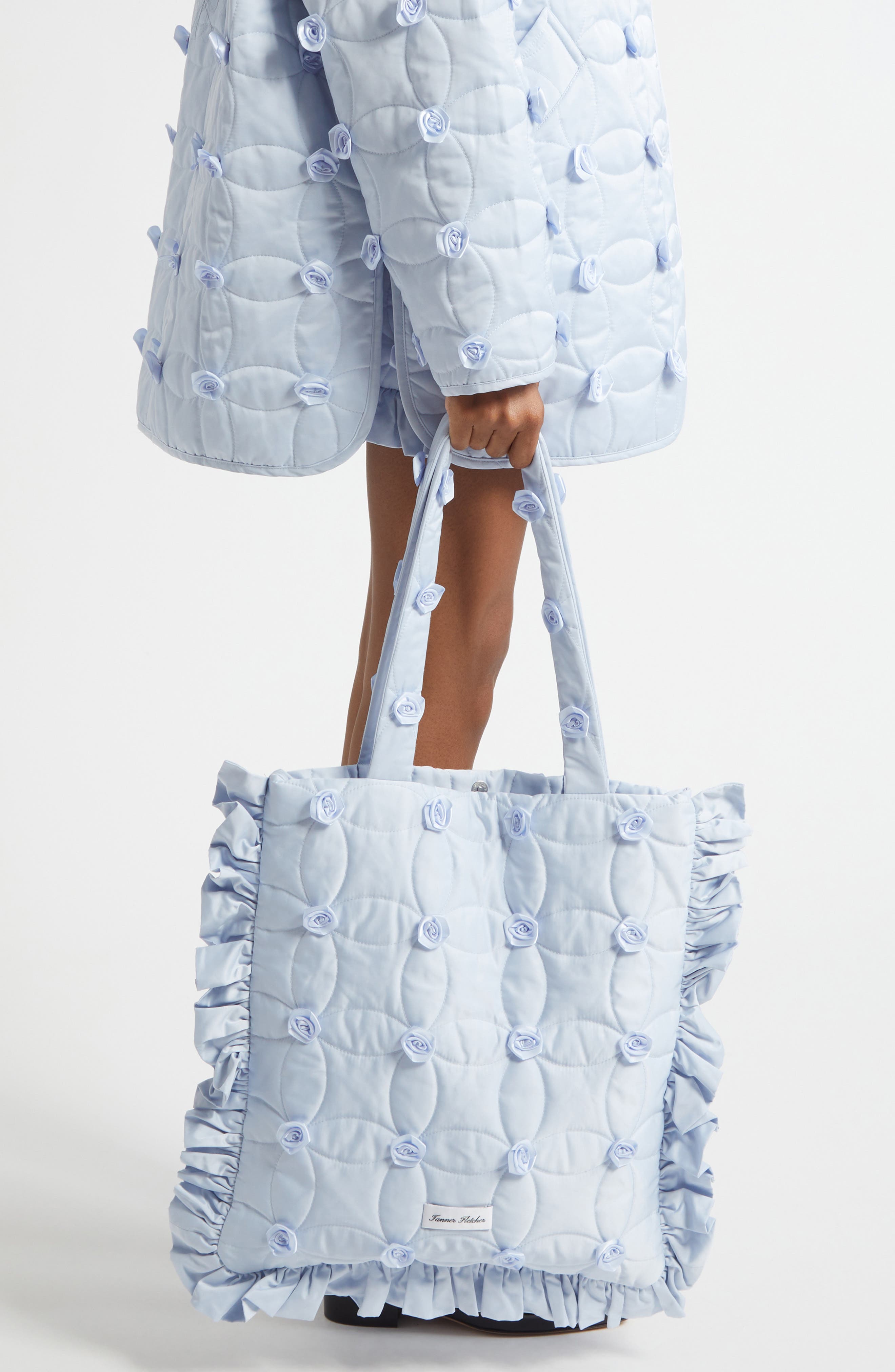 Tanner Fletcher Lindy Rosette Embellished Quilted Tote Bag, Alternate, color, 