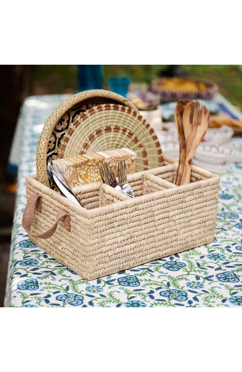 Ten Thousand Villages Pleta Woven Date Palm Leaf Utensil Caddy, Alternate, color, Beige