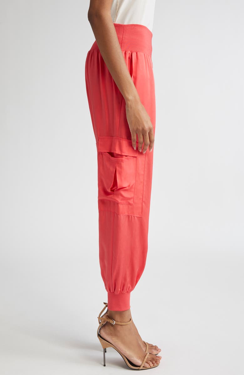 Cinq à Sept Giles Cupro Crop Cargo Joggers, Alternate, color, Cherry Lemon