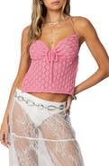 EDIKTED Milli Backless Crochet Halter Top