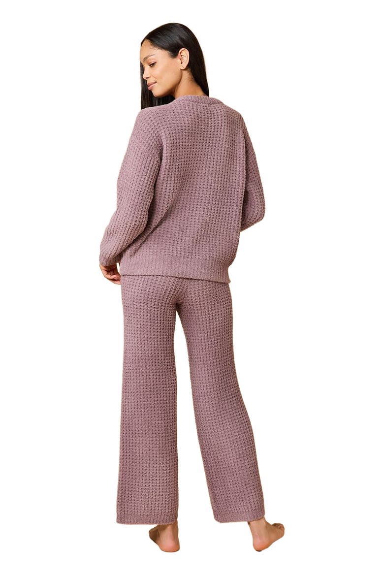 Waffle Marshmallow V-Neck Lounge Set, Alternate, color, Driftwood