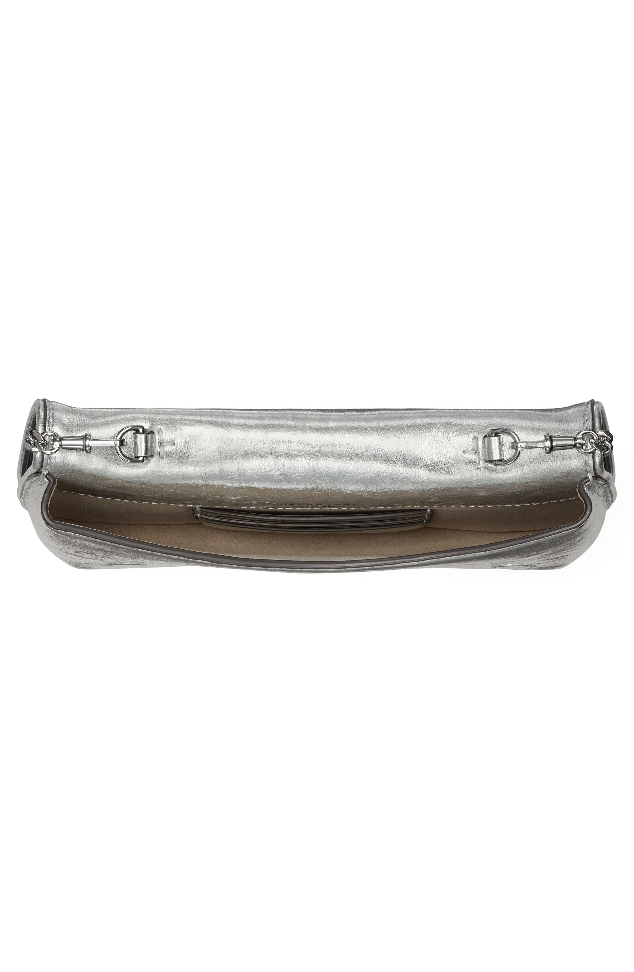 Tory Burch Reva Metallic Leather Clutch, Alternate, color, 