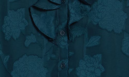 Dr2 By Daniel Rainn Romantic Ruffle Button-up Shirt In Green