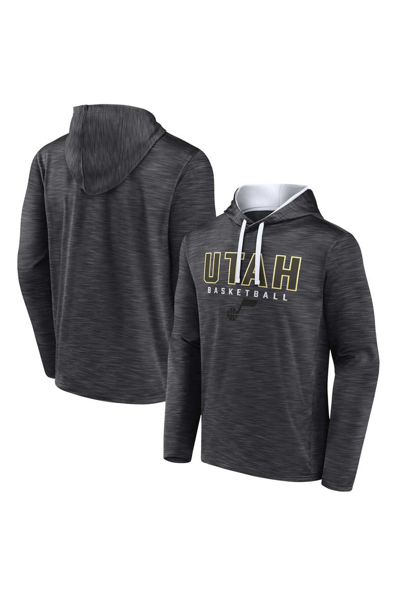 Men's Fanatics Heather Charcoal Utah Jazz Fast Break Pullover Hoodie, Main, color, Heather Charcoal