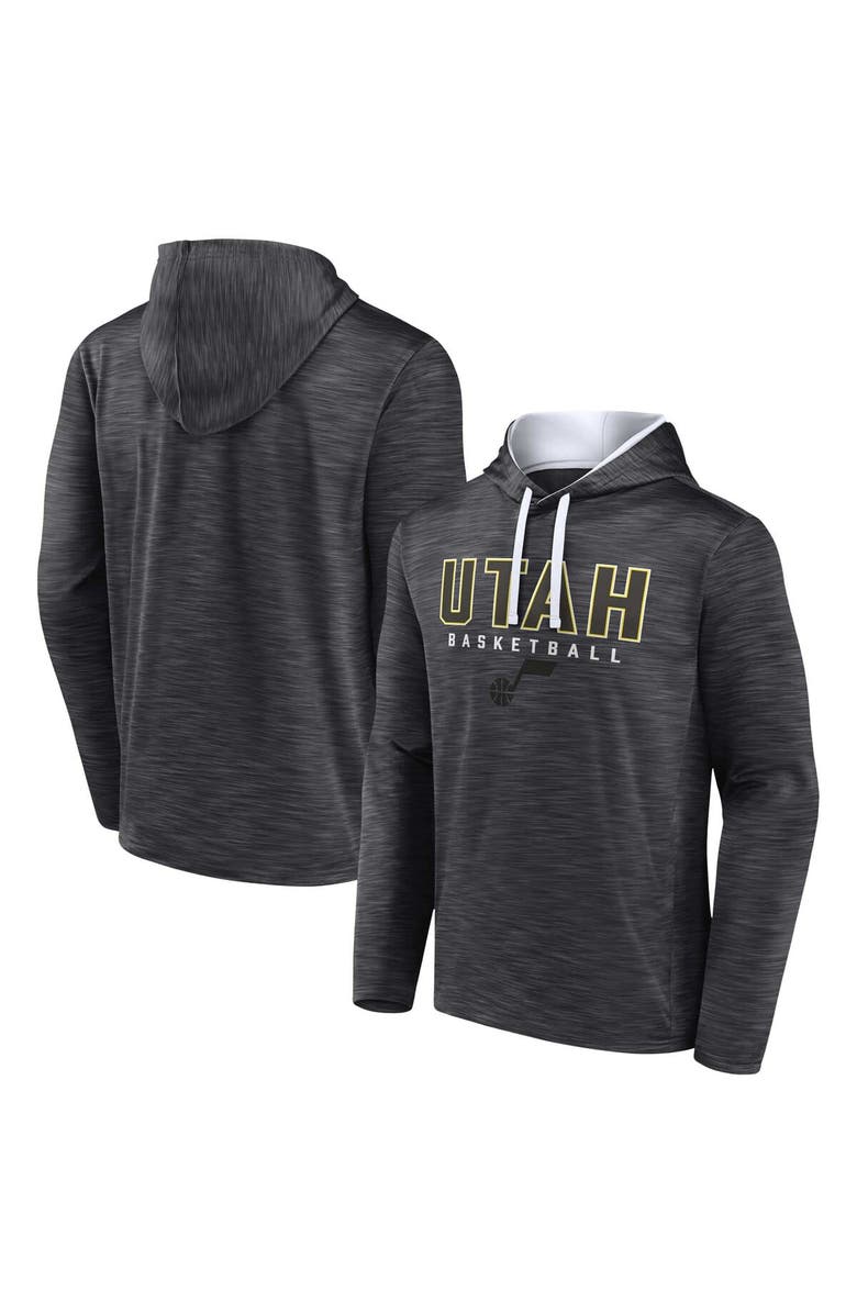 FANATICS Men's Fanatics Heather Charcoal Utah Jazz Fast Break Pullover Hoodie, Main, color, Heather Charcoal