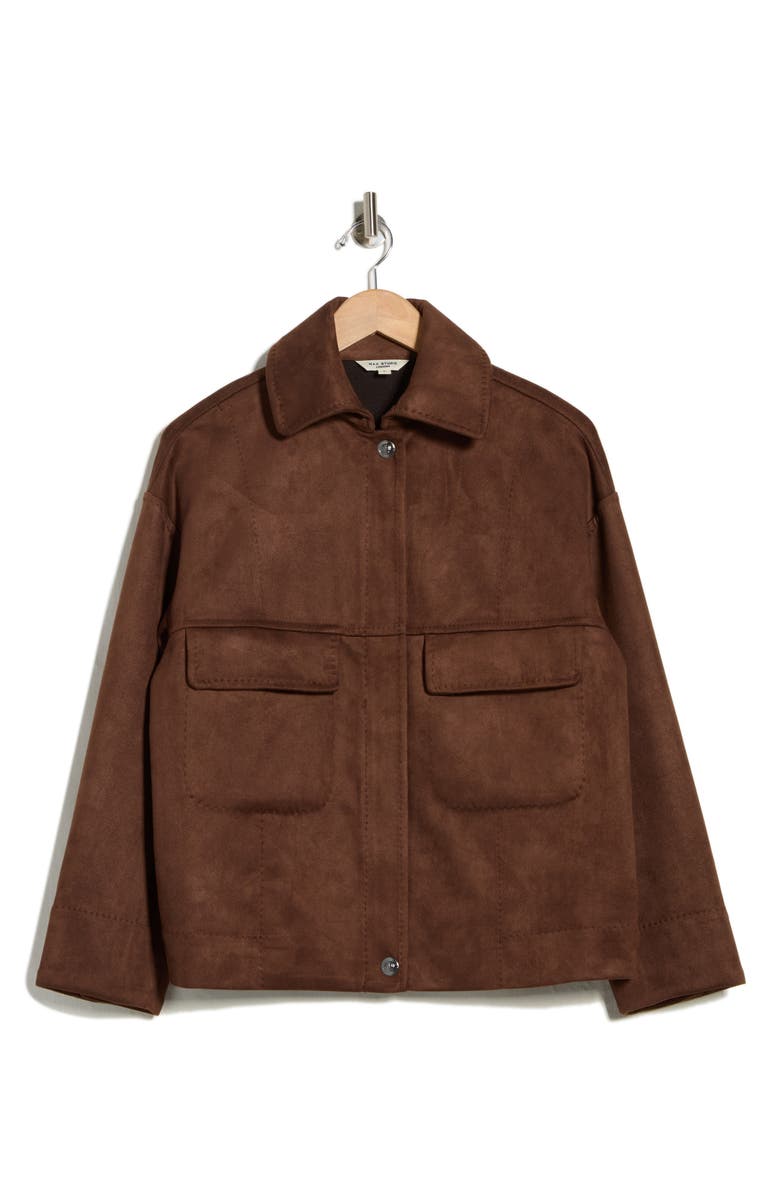 MAX STUDIO Faux Suede Jacket, Main, color, Sequoia-Sequoia