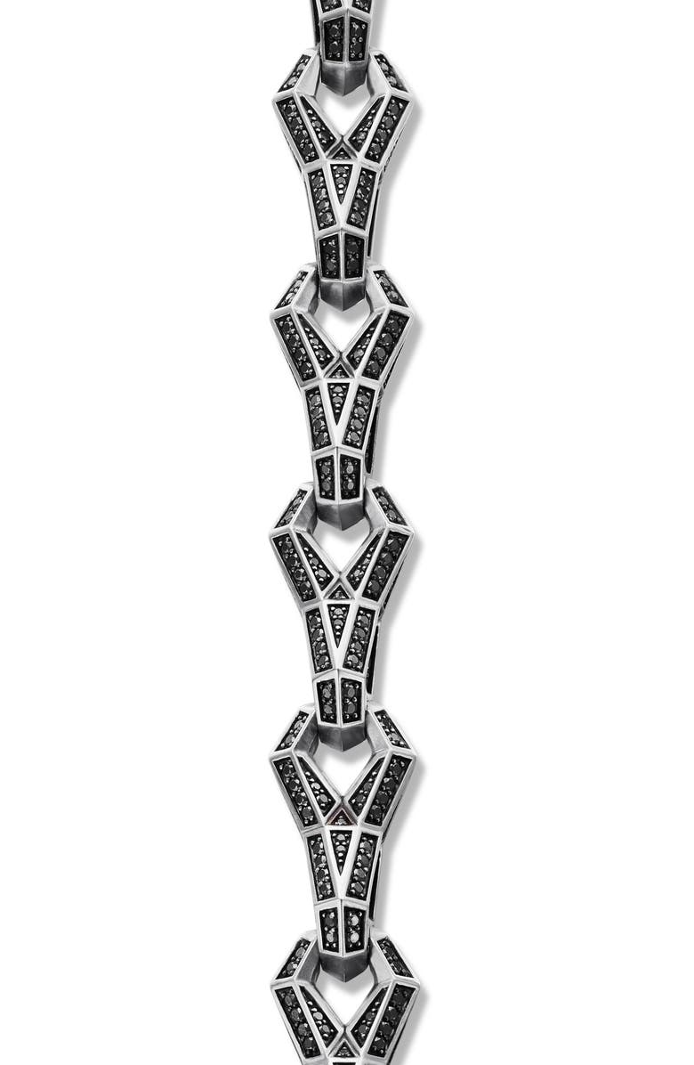 David Yurman Men's Faceted Link Bracelet with Pavé Black Diamonds, Alternate, color, Sterling Silver