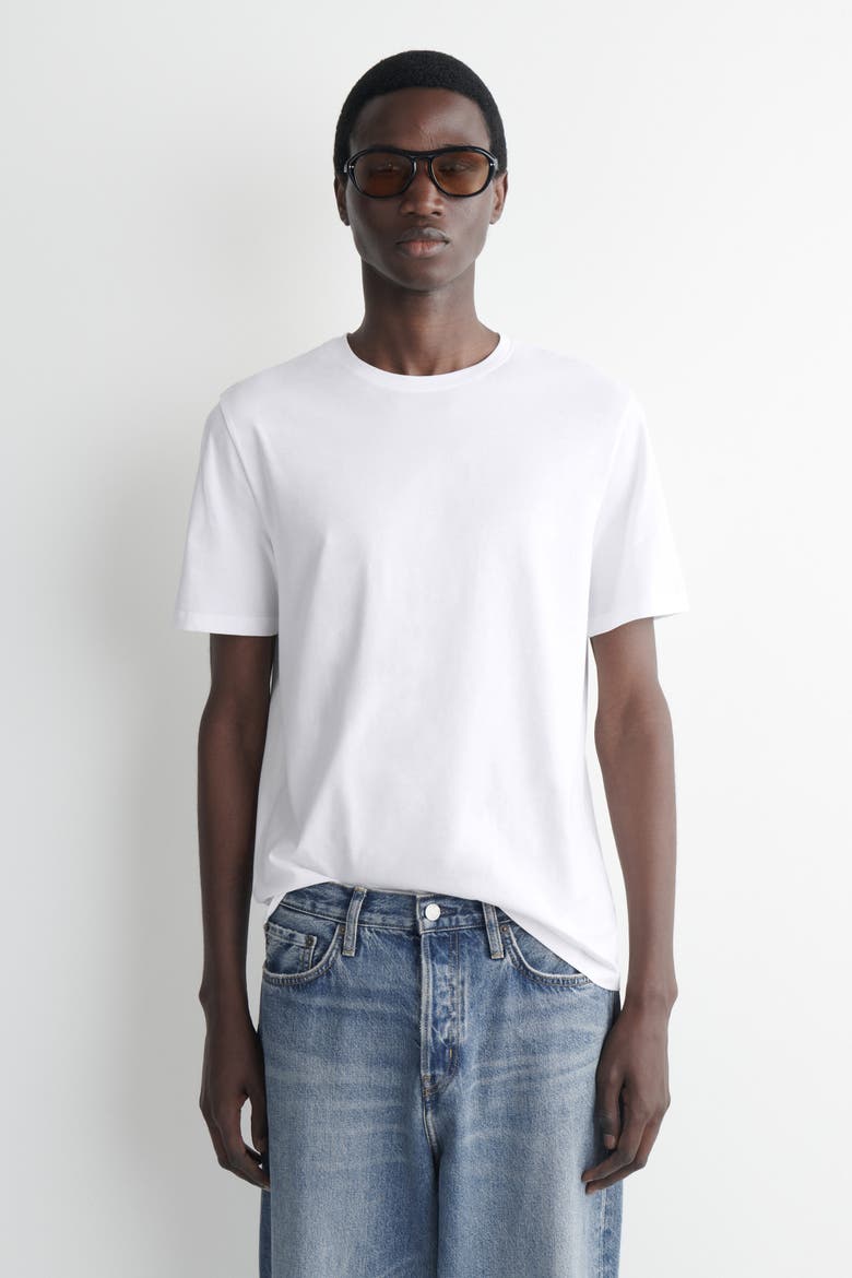 Cotton Crew-neck T-shirt, Main, color, WHITE