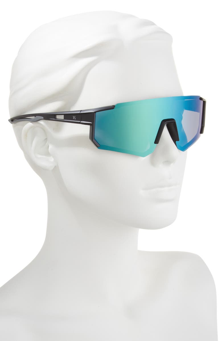 Hurley 135mm Semi Rimless Polarized Sunglasses, Alternate, color, Black/ Rainbow