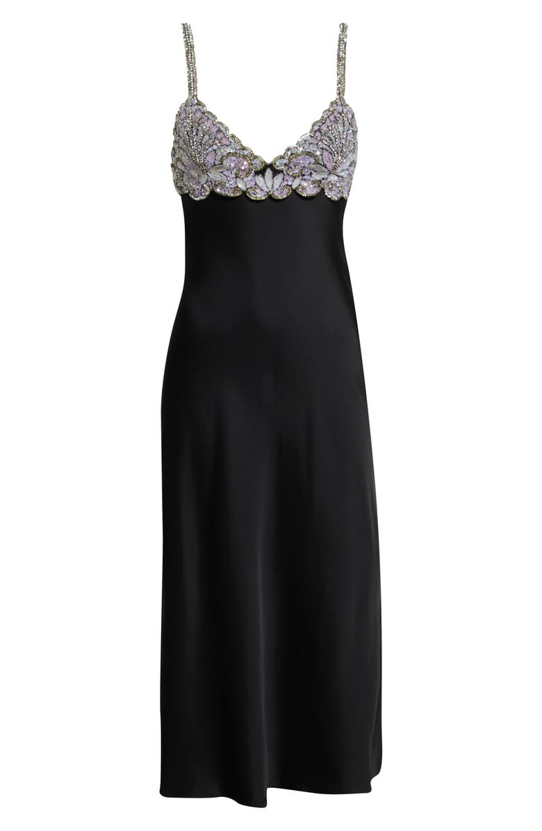 Valentino Embellished Satin Cocktail Dress, Alternate, color, Black/ Silver