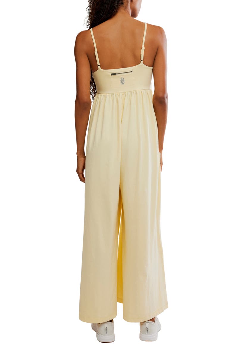 Free People FP Movement Hot Shot Strappy Stretch Cotton Jumpsuit, Alternate, color, Sunlit Yellow
