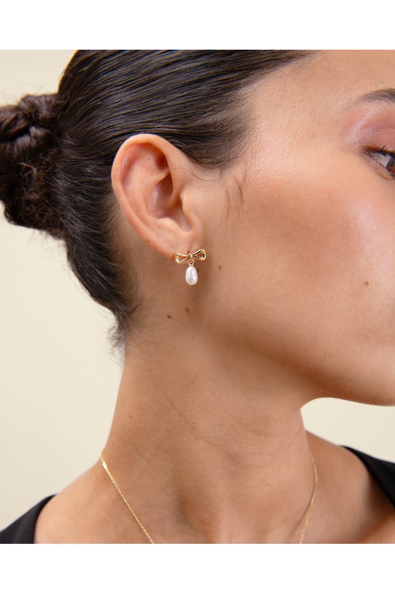 Bow Pearl Earrings, Alternate, color, Pearl