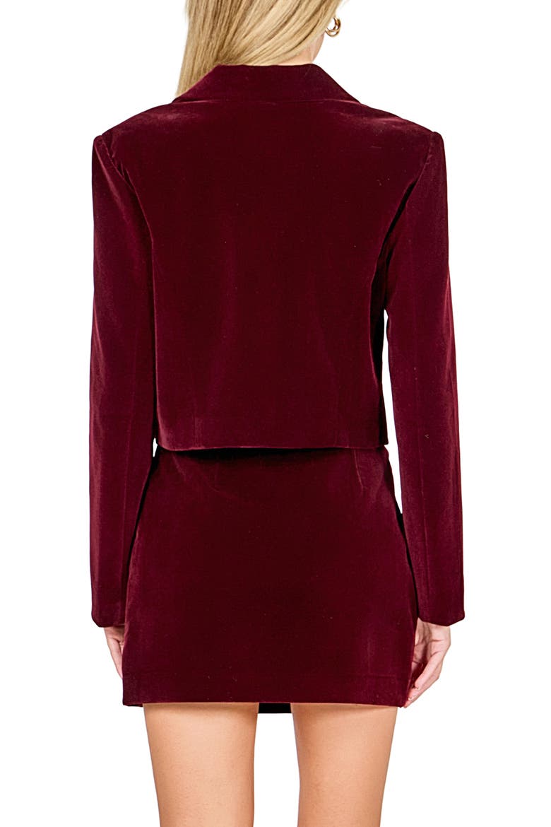 Jeweled Crop Velvet Blazer, Alternate, color, MERLOT