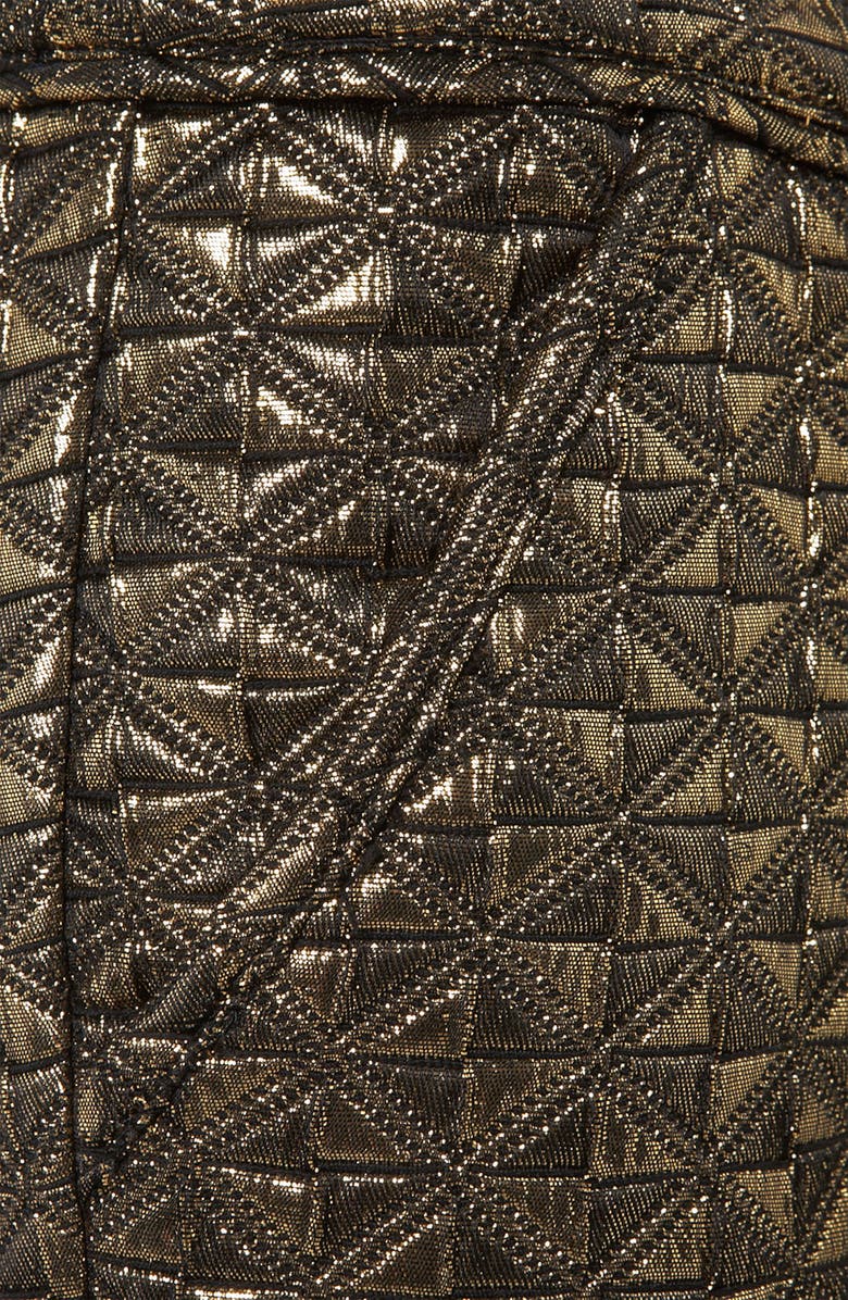 Topshop Metallic Jacquard Crop Cigarette Pants, Alternate, color, 