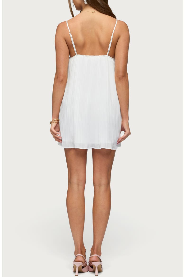 Lacey Pleated Sleeveless Minidress, Alternate, color, CREAM