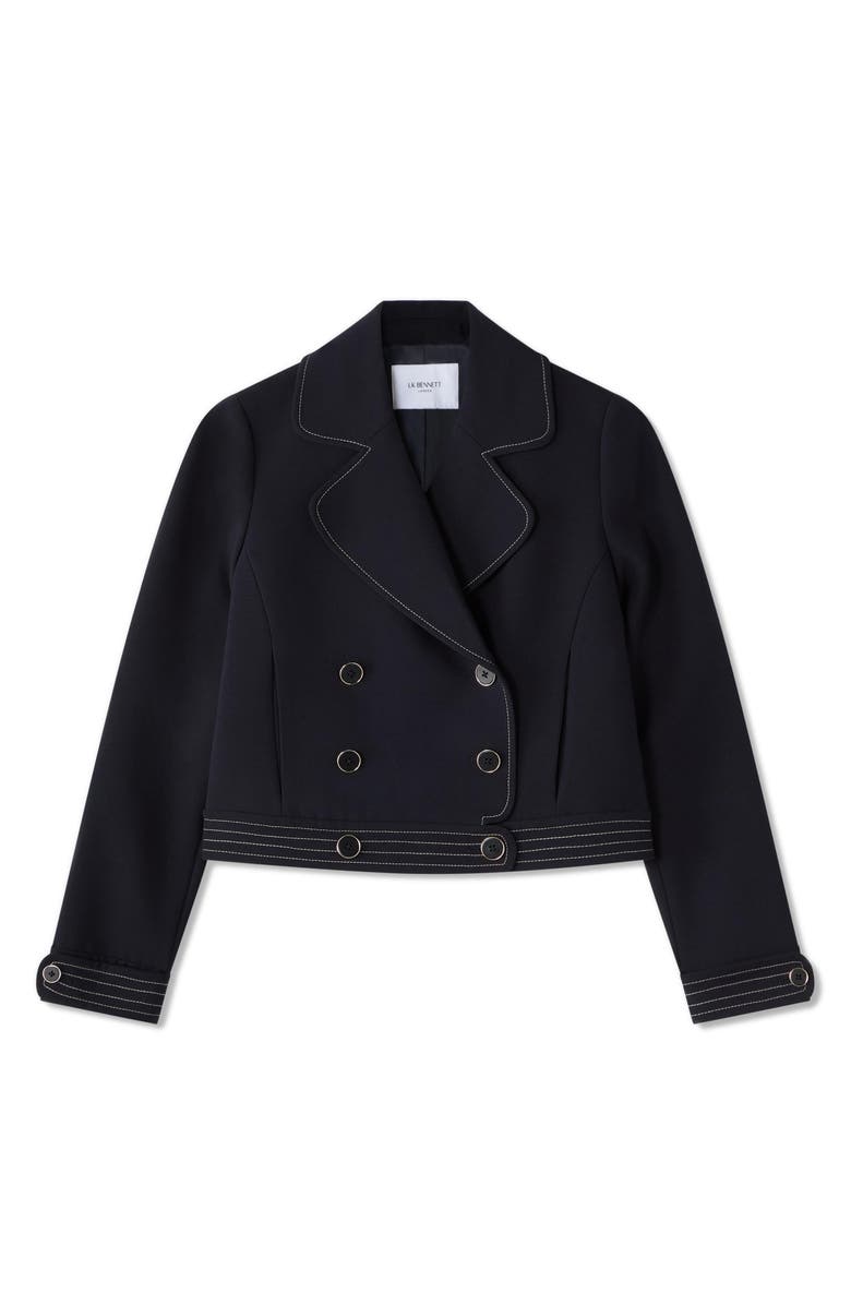 LK Bennett Eugine Crop Jacket, Alternate, color, Navy