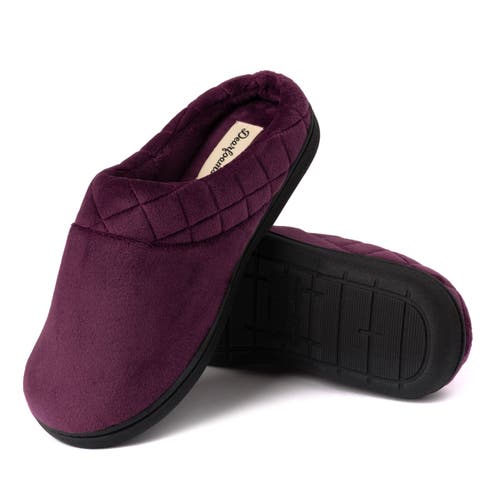 Dearfoams Darcy Quilted Cuff Velour Clog Slipper In Aubergine