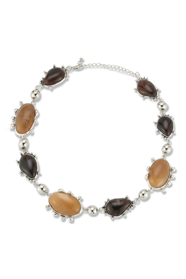 Silver Plated Resin Statement Collar Necklace, Main, color, SILVER