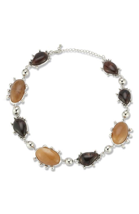 Silver Plated Resin Statement Collar Necklace