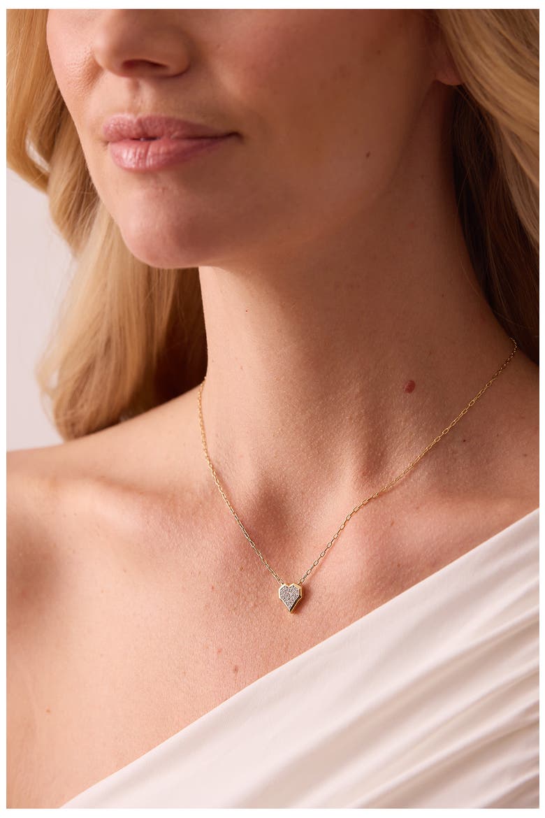 Honey Comb Diamond Heart Pendant Necklace, Alternate, color, YELLOW GOLD