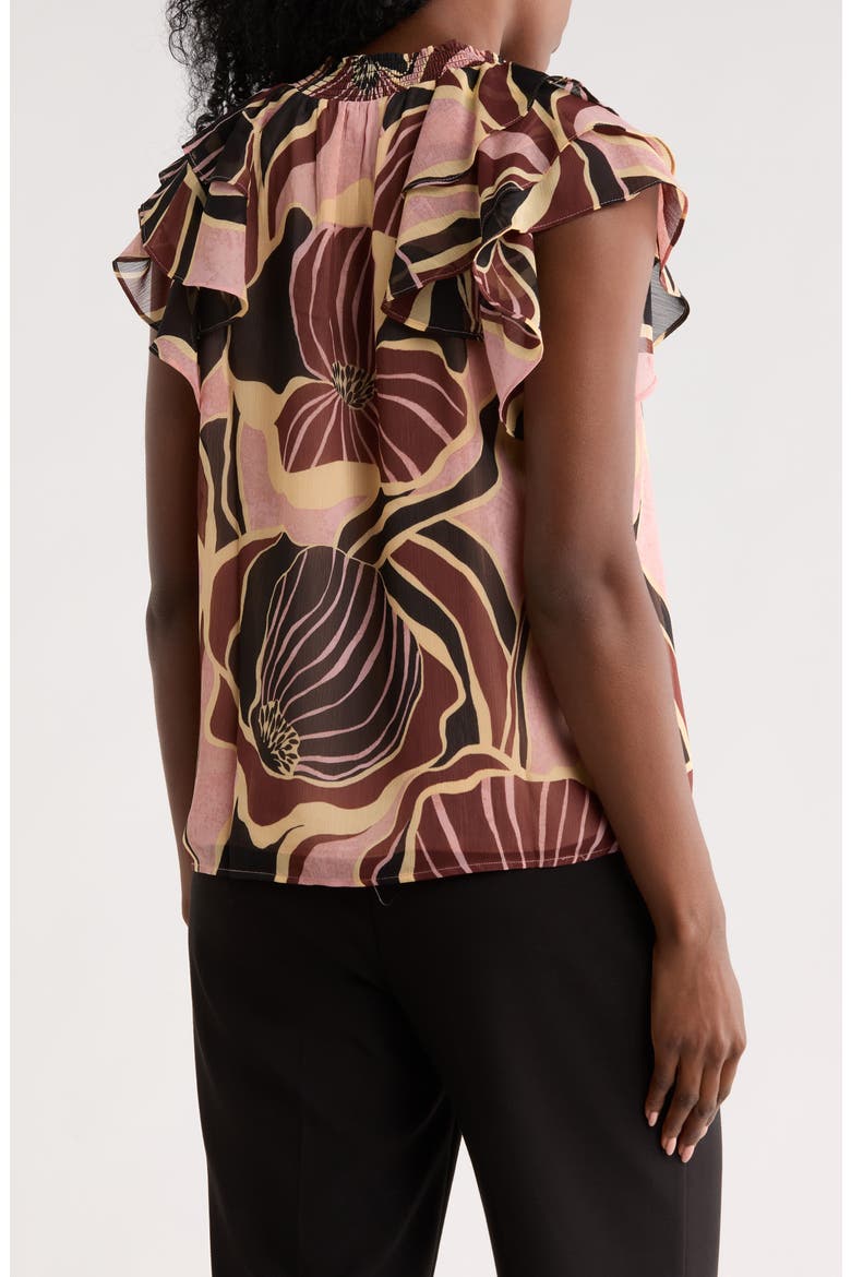 Mock Neck Ruffled Cap Sleeve Top, Alternate, color, R693 PINK