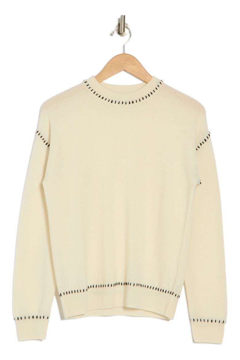 Whipstich Cashmere Crew Sweater, Alternate, color, IVORY