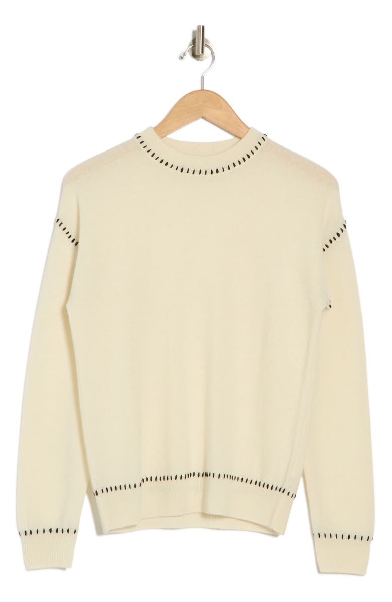 Bruno Magli Whipstich Cashmere Crew Sweater, Alternate, color, Ivory