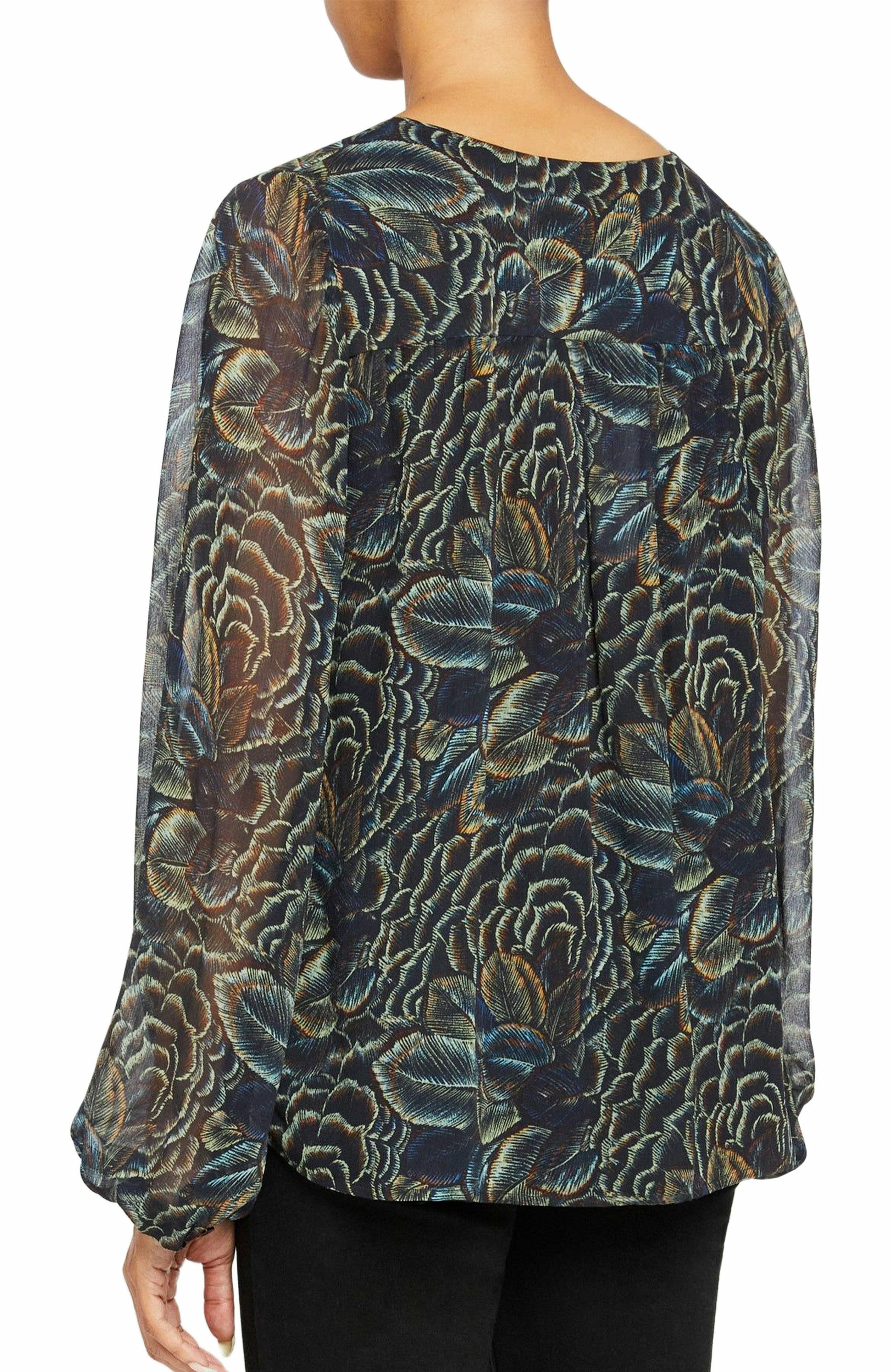 DIONE Long Sleeve Button Front Blouse in Printed Georgette - image 2