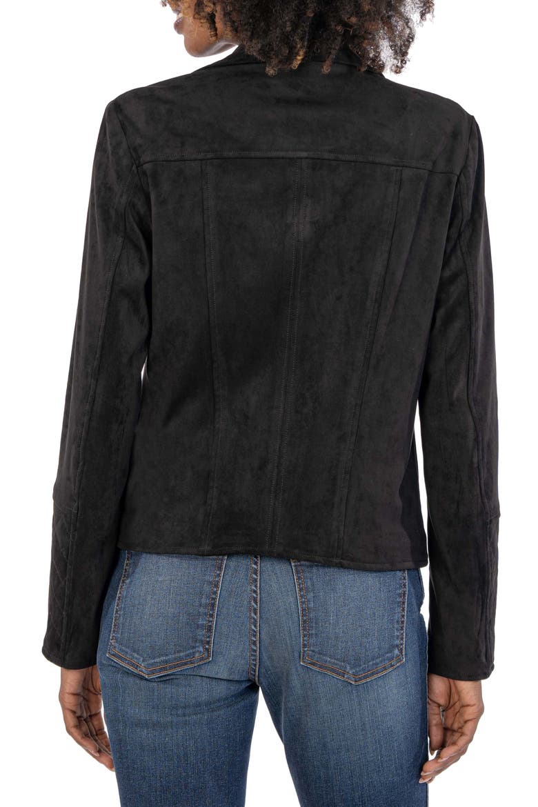Emma Faux Suede Moto Jacket, Alternate, color, BLACK