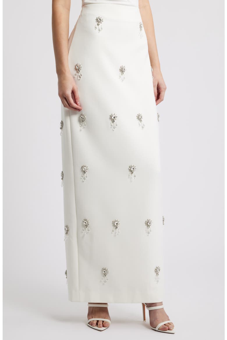 The Ultimate Muse Crystal Maxi Skirt, Main, color, WHITE