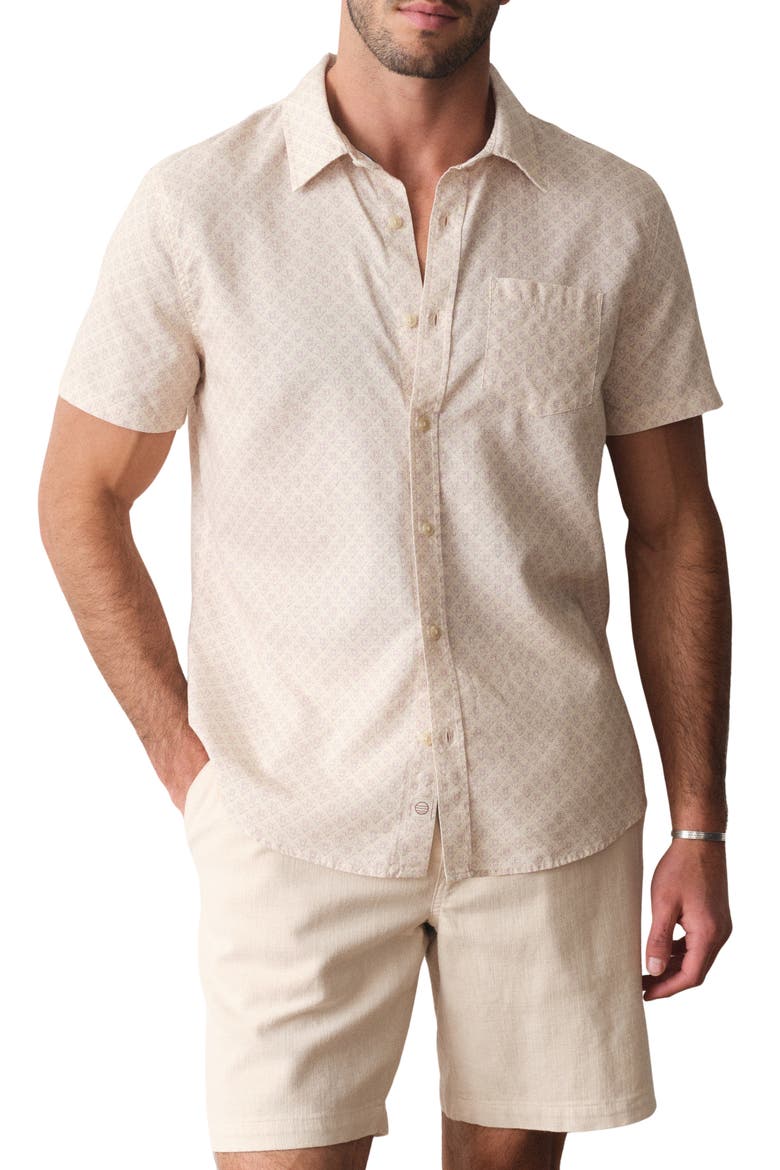 Better Than Short Sleeve Button-Up Shirt, Main, color, CREAM DIAMOND PRINT