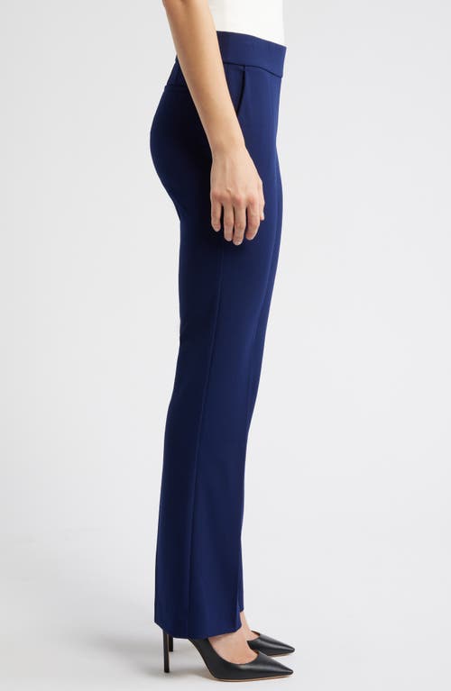 Ak Anne Klein High Waist Pull-on Pants In Blue