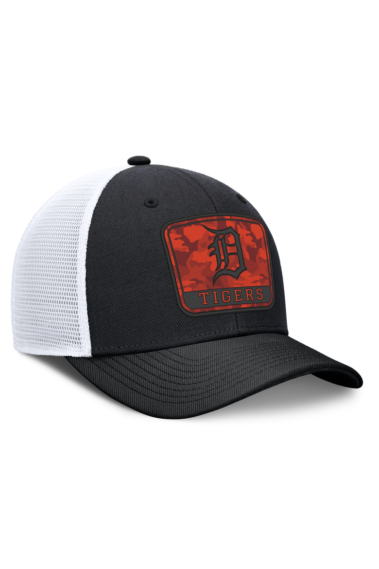 Men's Nike Black/White Detroit Tigers Camo Rise Trucker Dri-FIT Adjustable Hat, Alternate, color, Black