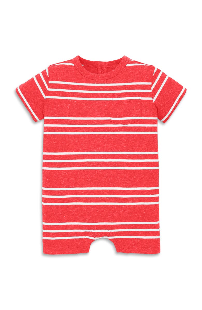Primary Baby Heathered Pocket Shortie In Stripe, Main, color, Strawberry White Stripe